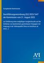 Text über europäische Verordnung zu Ausgleichszoll auf Feinpapier aus China. Blauer Hintergrund mit gelbem Rand.