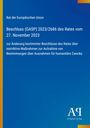 Rat der Europäischen Union: Beschluss (GASP) 2023/2686, Anpassungen für humanitäre Zwecke. Blau mit gelbem Rand.