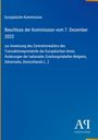 Text: Beschluss der Kommission vom 7. Dezember 2023. Oben: Europäische Kommission. Unten: Antiphon Verlag Logo. Hintergrund: Blau.