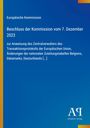 Ein blauer Hintergrund mit dem Text: "Europäische Kommission, Beschluss der Kommission vom 7. Dezember 2023 [...]". Unten Logo.