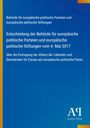 Amt für europäische Parteien; Entscheidung vom 4. Mai 2017. Über Eintragung der ALDE als europäische Partei. Blaues Design.