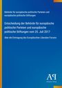 Titel zeigt Entscheidung zur Eintragung des Europäischen Liberalen Forums. Blauer Hintergrund, schlichtes Design.