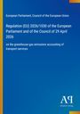 Regulation (EU) 2026/1030 zu Treibhausgasemissionen im Transportbereich, blauer Hintergrund, Antiphon Verlag-Logo.