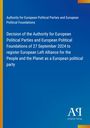 Entscheidung zur Registrierung der European Left Alliance als europäische Partei, blauer Hintergrund, Antiphon Verlag Logo.
