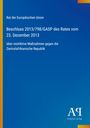 Text über Beschluss der EU zu restriktiven Maßnahmen gegen die Zentralafrikanische Republik. Blauer Hintergrund, Logo unten.