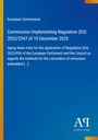 Der Text beschreibt eine EU-Verordnung zur Emissionsberechnung. Auf einem blauen Hintergrund mit farbigem Rand rechts unten.