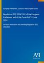 Auf blauem Hintergrund steht: "Regulation (EU) 2024/1991 on nature restoration and amending Regulation (EU) 2022/869". Logo unten.