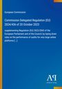 Logo der European Commission. Der Text beschreibt eine EU-Verordnung über Audits großer Online-Plattformen. Rechteck in blau.