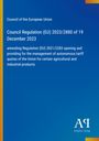 Council Regulation (EU) 2023/2880, 19 Dec 2023. Blaues Design mit gelbem Rand und Logo "AA Antiphon Verlag".