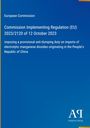 Text: "European Commission, Commission Implementing Regulation (EU) 2023/2120 of 12 October 2023, imposing a provisional anti-dumping duty on imports of electrolytic manganese dioxides originating in the People’s Republic of China."  
Blauer Hintergrund, unten "Antiphon Verlag".