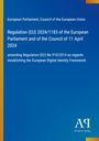 Europäische Verordnung (EU) 2024/1183 zur digitalen Identität. Blaues Cover, vertikaler gelber Streifen links. Logo unten rechts.