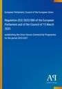 Text: Regulation (EU) 2023/588, European Parliament, 15 March 2023, Union Secure Connectivity Programme 2023-2027. Blauer Hintergrund.