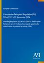 Blauer Hintergrund mit weißem Text: "European Commission, Commission Delegated Regulation (EU) 2024/3103." Logo unten rechts.