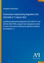 Text: „Commission Implementing Regulation (EU) 2023/608...“ Blaues Cover mit weißem Textelementen und Logo unten rechts.