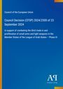 „Council Decision (CFSP) 2024/2500 of 23 September 2024” steht in weißer Schrift auf blauem Hintergrund.
