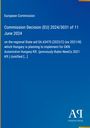 Text beschreibt eine EU-Kommissionsentscheidung zur staatlichen Beihilfe in Ungarn. Blaues Layout mit gelbem Rand. Logo unten.