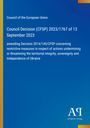 Council Decision (CFSP) 2023/1767, Änderung der Maßnahmen zur territorialen Integrität der Ukraine. Blaues Design.