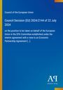 Council Decision (EU) 2024/2144 vom 22. Juli 2024, Position der EU im EPA-Ausschuss. Logo unten rechts.