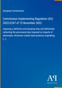 Text: Implementing Regulation (EU) 2022/2247 über Anti-Dumping-Zölle auf Stahlprodukte. Blaues Design, Logo: AP.