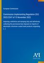 Text: "European Commission, Commission Implementing Regulation (EU) 2022/2247 of 15 November 2022, imposing a definitive..."  

Ein blauer Hintergrund mit einem orangenen Streifen links. Unten rechts ein weißes Logo.