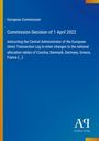 Oben: "European Commission". Mittig: Entscheidungstext der Kommission. Unten rechts: Logo "AQ Antiphon Verlag". Hintergrund blau.