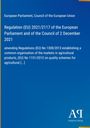 Text: Regulation (EU) 2021/2117. Europäisches Parlament und Rat, 2. Dezember 2021. Logo Antiphon Verlag. Hintergrund blau.