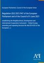 Text: Regulation (EU) 2021/947 über Nachbarschaft, Entwicklung und internationale Zusammenarbeit. Blaues Cover.