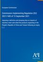 Text: "European Commission, Commission Implementing Regulation (EU) 2021/1483 of 15 September 2021." Blauer Hintergrund.