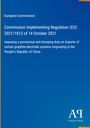 Text über eine EU-Durchführungsverordnung zu Antidumping-Zöllen auf Graphitelektrodensysteme aus China. Blaues Design.