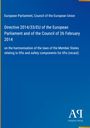 Titel: "Directive 2014/33/EU zur Harmonisierung der Aufzugsgesetze". Blaues Cover, unten rechts Logo von Antiphon Verlag.