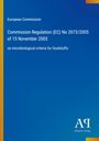 Text: "European Commission. Commission Regulation (EC) No 2073/2005 of 15 November 2005 on microbiological criteria for foodstuffs." Unten rechts ein Logo. Blauer Hintergrund mit orangem Streifen links.
