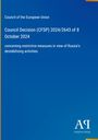 Text oben: "Council of the European Union". Mittig: "Council Decision (CFSP)...". Unten: Logo "AQ Antiphon Verlag". Hintergrund blau.