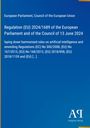 Regulation (EU) 2024/1689 über KI-Regeln. Europäisches Parlament. Blaues Design, gelber Streifen, Antiphon Verlag Logo.