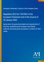 Regulation (EC) No 178/2002 beschreibt Grundsätze der Lebensmittelsicherheit. Blaues Design mit einem Logo unten rechts.