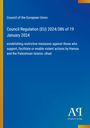 Council Regulation (EU) 2024/386 vom 19. Januar 2024. Blau mit gelben Akzenten, Logo von Antiphon Verlag.