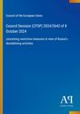 Council Decision (CFSP) 2024/2643 of 8 October 2024. Blau mit gelbem Rand. Antiphon Verlag Logo unten.
