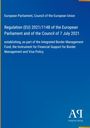 Text: Regulation (EU) 2021/1148 über Finanzhilfen für Grenzmanagement und Visapolitik. Blaues Layout, Verlag-Logo unten.