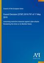 „Council Decision (CFSP) 2019/797 of 17 May 2019“, blaue Fläche, Logo rechts unten, gelber Streifen links.