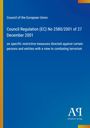 Text: Council Regulation (EC) No 2580/2001... combating terrorism. Blaue Seite, Logo unten rechts, gelber Streifen links.