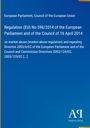 Texte: Regulation (EU) No 596/2014 on market abuse. Hintergrund in Blau mit Logo: Antiphon Verlag.