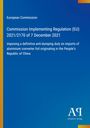 Texte: "European Commission", "Commission Implementing Regulation (EU) 2021/2170 of 7 December 2021", "Antiphon Verlag". Hintergrund: Blau.