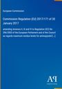 Text über EU-Vorschrift zu Rückstandshöchstgehalten. Unten rechts Logo. Hintergrund ist blau mit gelbem Rand.