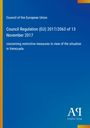 Blauer Hintergrund mit Text: "Council of the European Union, Regulation (EU) 2017/2063, Venezuela, Antiphon Verlag Logo unten rechts."