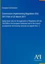 Titel: Implementing Regulation (EU) 2017/543. Blauer Hintergrund, "European Commission". Logo: Antiphon Verlag.