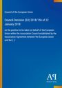 Council Decision (EU) 2018/156 vom 22. Januar 2018, Titel in weiß auf blauem Hintergrund. Logo unten rechts.
