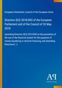Text: Directive (EU) 2018/843, European Parliament, Council. Blaues Design mit gelbem Streifen und Verlag-Logo unten rechts.