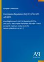 Text mit europäischer Kommissionsverordnung auf einem blauen Hintergrund. Gelber Streifen links. Unten Logo "AQ Antiphon Verlag".