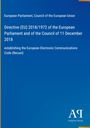 Directive (EU) 2018/1972 über den elektronischen Kommunikationskodex. Blaues Design mit Verlagslogo unten.