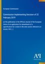 „Commission Implementing Decision of 22 February 2019“ auf blauem Hintergrund mit gelbem Seitenstreifen und Logo unten rechts.
