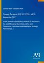 Cover der "Council Decision (EU) 2017/2261 vom 30. November 2017" mit blauem Hintergrund und Logo von Antiphon Verlag.